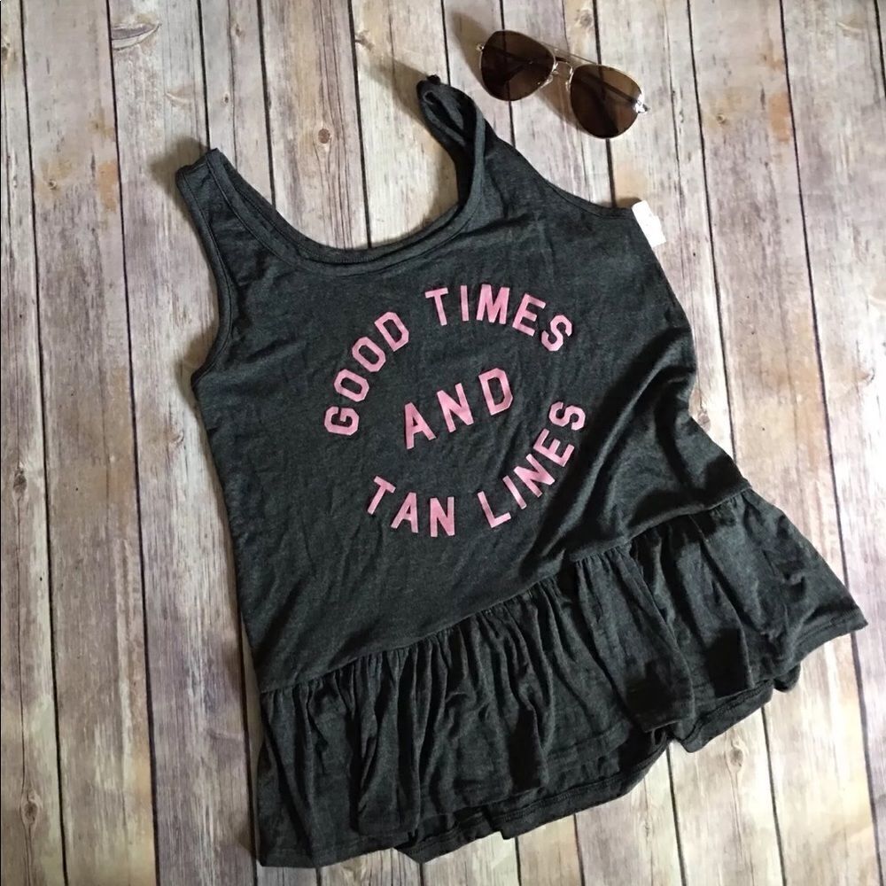 Zoe + Liv XS Ruffle tank top Gray New
